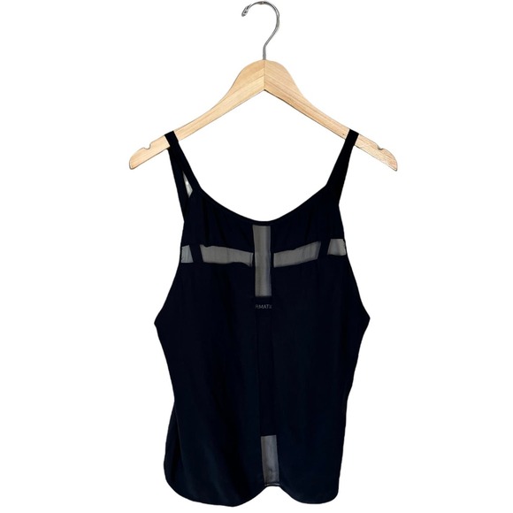 REFORMATION Silk Cami Tank Top Black Satin Sheer Cutout Detail Sleeveless XS EUC - Picture 3 of 10
